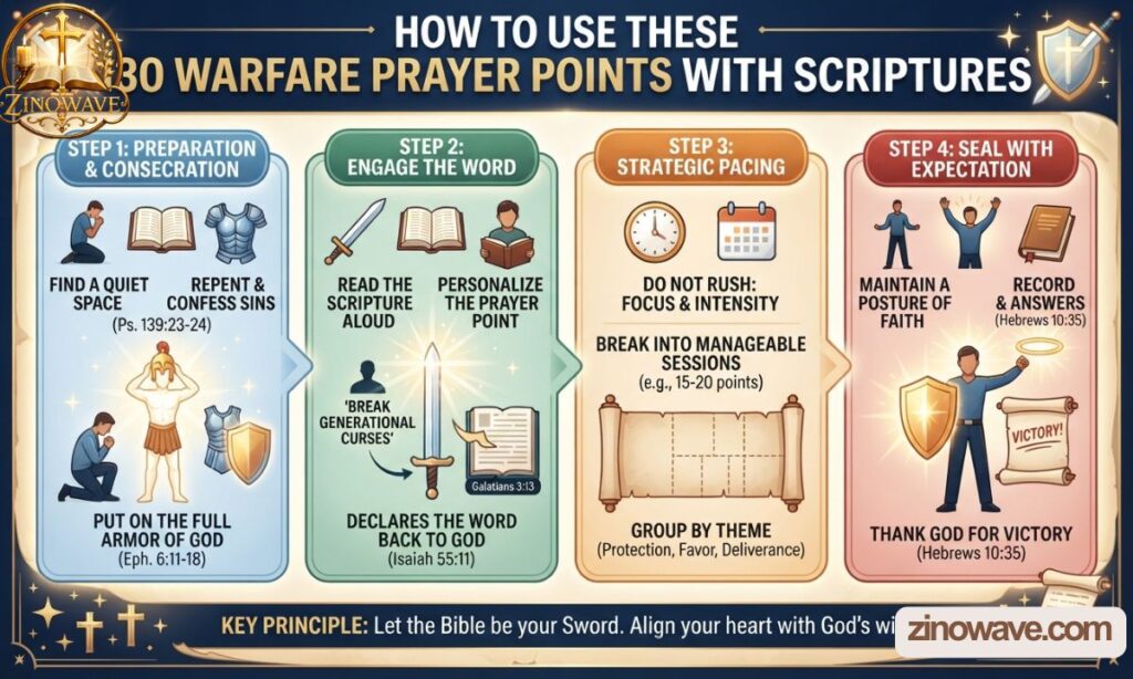 How to Use These 130 Warfare Prayer Points with Scriptures