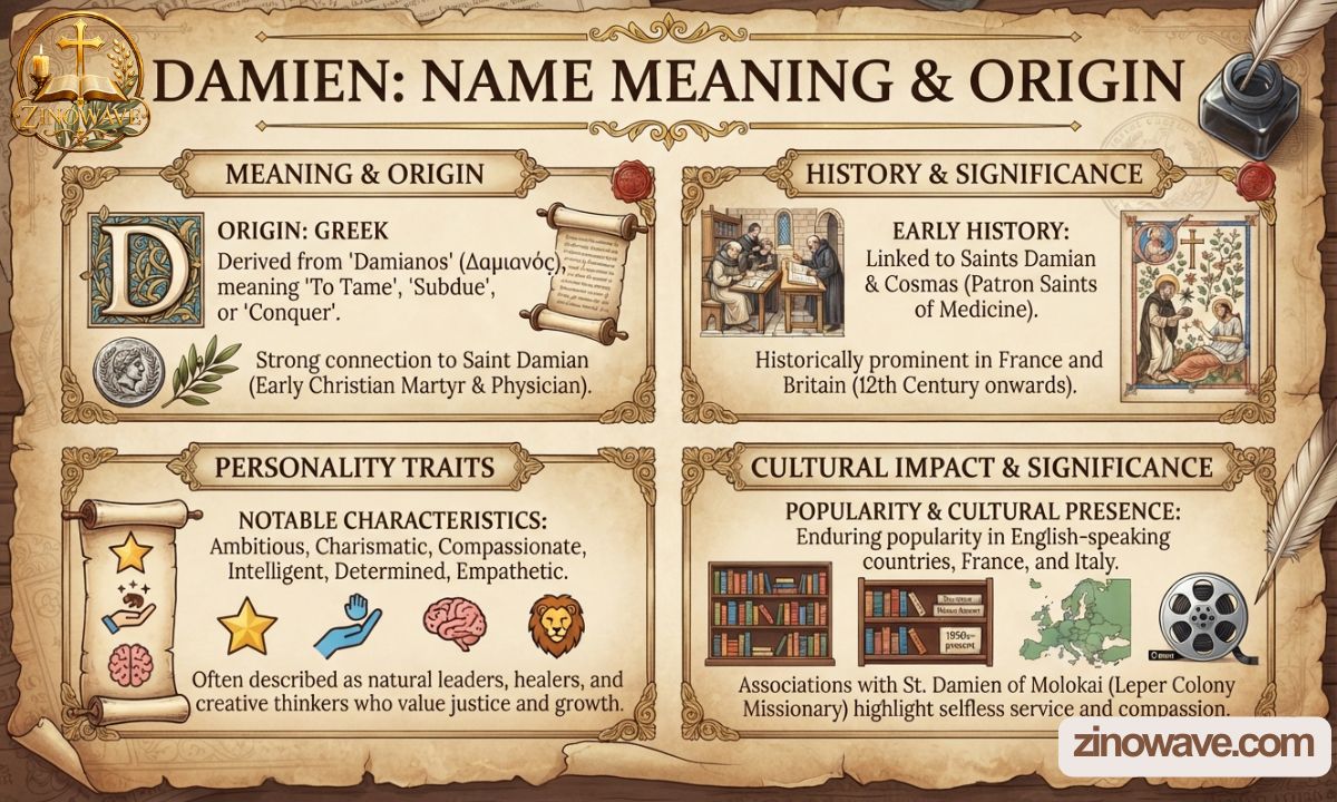 Damien Name Meaning and Origin: History, Personality & Significance